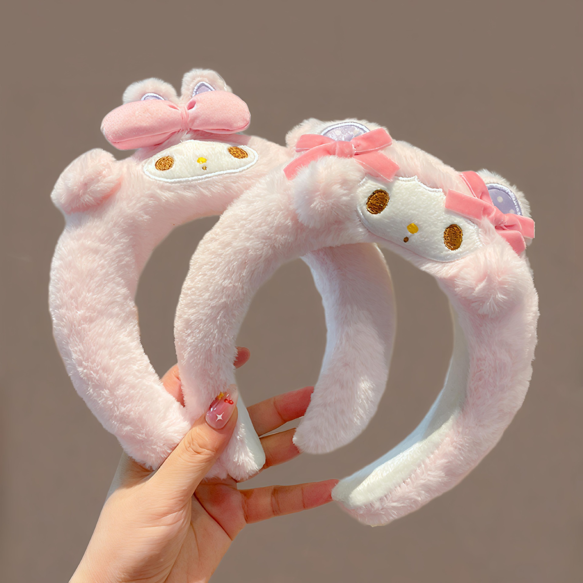 Plush My Melody Headband for Women 2025 New High-End Headband Hair Clip Face Wash Hair Holder Non-Tight Hair Band