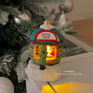 Christmas resin luminous house night light for the elderly snowman Christmas creative cute desktop decoration