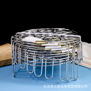 Stainless Steel Egg Steaming Rack Bold 4mm Household Multifunctional Round Cooking High Foot Water Steaming Rack Egg Cooking Rack Wholesale