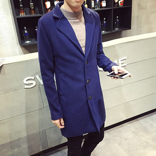 Cross-border autumn and winter foreign trade Men's woolen coat Korean-style slim-fit solid color mid-length trench coat men's woolen coat wholesale