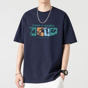 [strict selection] cotton short sleeve T-shirt men's summer 100 cotton T-shirt men's short sleeve loose round neck ins tide wholesale
