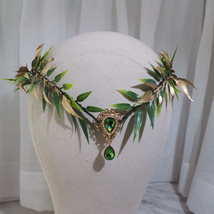 Bamboo leaf V-shaped garland headdress Amazon popular wedding party Crown Garland hair band shooting headdress flower headband