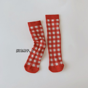 2024 New Children's Socks Autumn and Winter Double Needle Mid-tube Socks Korean Style Cartoon Red Socks New Year Socks for Men and Women Children's Socks