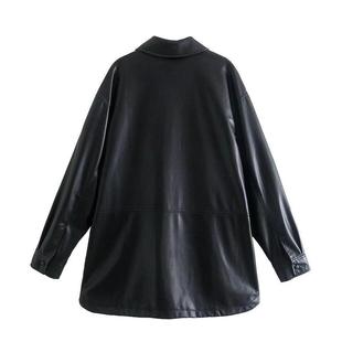 TAOP & ZA 3427727 Early Autumn New Women's pu Imitation Leather Shirt Coat Leather 03427727800