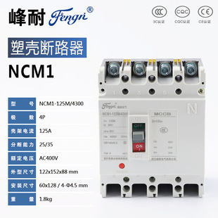 High 125A Air Switch 3/4P Ac Low Voltage Plastic Case Circuit Breaker Short Circuit Overload Protector Fengnai Mccb