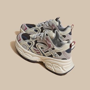 Real soft leather retro thick-soled dad shoes women's 2025 spring new fashion mesh breathable foot small leisure sports