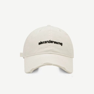 New style ripped letter embroidery fashion brand baseball cap Women's soft top face-looking small couple big head casual peaked cap men