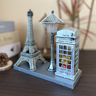 I0312 Vintage Paris Tower Street Lamp Ornaments 161 Student Gift Desktop Decoration Nightlight Crafts