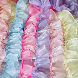 Snow Satin Diy Macaron Bright Silk PleateD Lace D Lace Accessories Lolita Skirt Hair Tie Doll Decoration