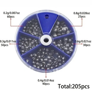 Sea fishing rock fishing bite lead open lead pendant suit 205/box lead pendant fishing supplies for table fishing gear