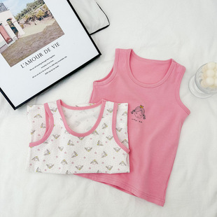 Girls' Cotton Vest Children's Inner Wear Base Shirt Boys' Home Sleeveless Breathable Pajamas Large Boys Vest