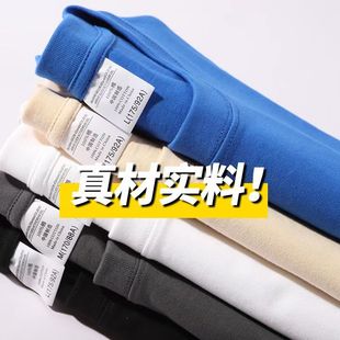 T-Shirt Men's 260g Heavy Cotton Shoulder Short Sleeve Hong Kong Style Large Edition Loose Solid Color T-Shirt Base Shirt Customization
