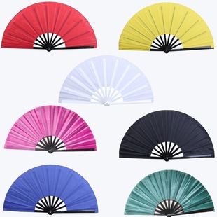 One foot 33cm black and white red ring fan pure black kung fu fan opening and closing smooth cross-border antique folding fan