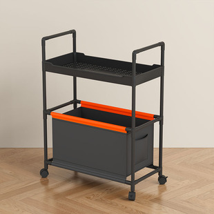 Cross-border new outdoor movable storage rack with wheels for trolley living room snack storage rack mobile bookshelf