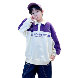 Chao Boy Spring Color Color Po рубашка лацкана свитер 2025 новая детская одежда Весенний топ