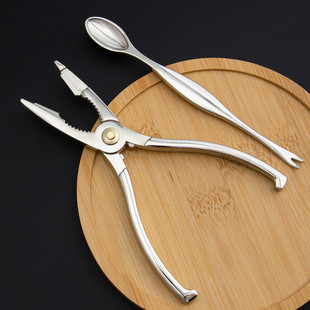 Factory wholesale crab tongs shrimp clip zinc alloy crab eating tool 3 piece set crab shelling kitchen hairy crab needle tool