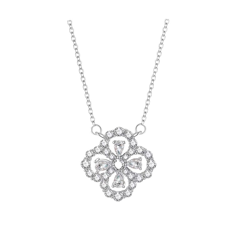 Four-Leaf Clover Moissanite S925 Sterling Silver Necklace and Earrings for Women, Light Luxury Clavicle Chain, High-End Jewelry, Girlfriend Gift