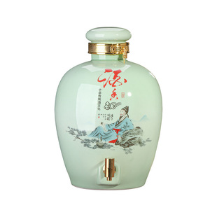 Jingdezhen Ceramic Wine Jar 10/20/30kg Large Wine Jar Sealed Wine Jar Household Empty Wine Jar with Tap