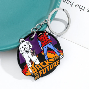 Cross-border Hot Push Halloween Back to the Future Keychain Pendant Decorative Creative Cartoon Key Chain Hanging Ornaments
