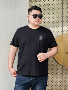 2024 new cotton plus size short sleeve men's T-shirt plus fat increase fat man fat man half sleeve T-shirt base shirt top