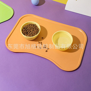Pet Placemat Cat Bowl Mat Anti-Slip Mat Dog Placemat Waterproof Anti-Spill Cat Anti-Leak Mat Easy Cleaning Silicone Placemat