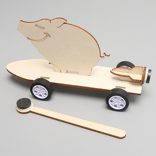 Science and technology small production DIY magnetic car Children's scientific experiment educational stem education hand-assembled mold toys