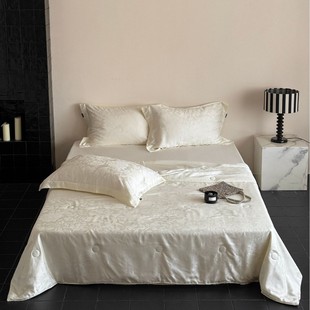 Solid Color Jacquard 60S Lanjing Tencel Summer Cool Quilt Four-piece Summer Air-conditioning Quilt Double Machine Washable Thin Quilt