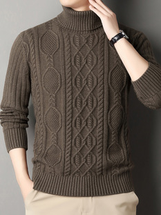 Thirty Autumn Rabbit Fur Thickened Turtleneck Sweater Men's Fashion Jacquard Knitted Sweater Turtleneck Sweater Super Thick