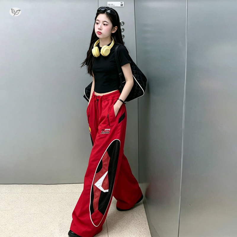 Girls' Jazz Dance Street Dance Performance Outfit 2026 Summer New Style for Older Children, Crop Top Short Sleeve and Biker Wide-Leg Pants Two-Piece Set