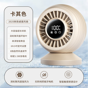 2025 new desktop fan rechargeable digital display desktop circulation fan home office usb shaking head fan