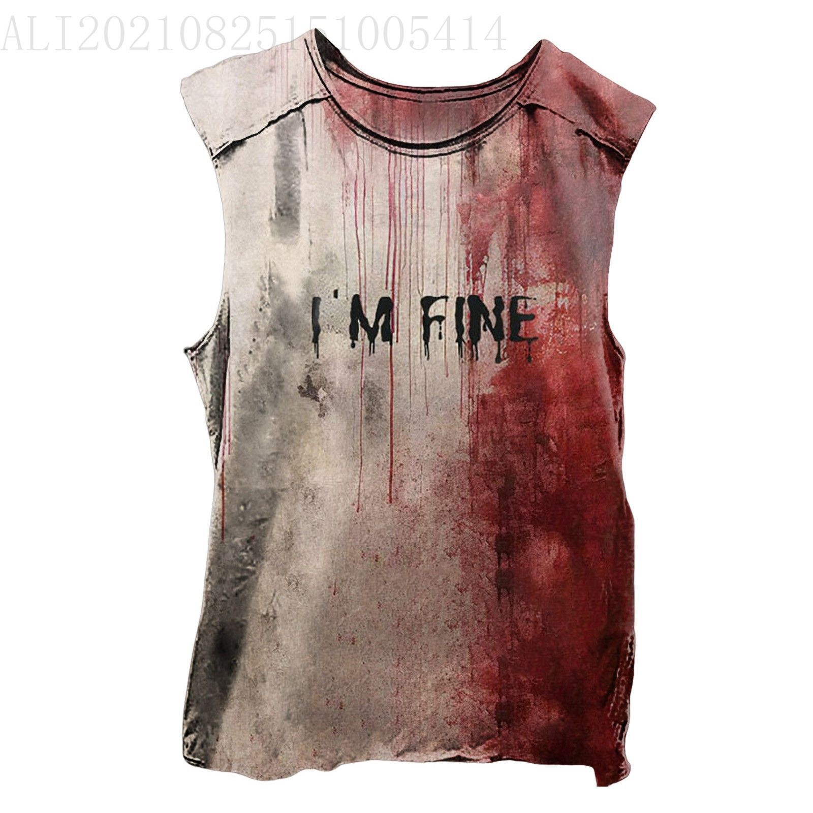 European and American Cross-Border Slim-Fit Vest, Washed and Distressed, American Retro Sleeveless T-Shirt, Printed Short-Sleeve Halloween Amazon