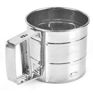 Factory Stainless Steel Flour Sieve Semi-automatic Handle Flour Filter Handheld Pressure Type Sieve Mesh Baking Gadget