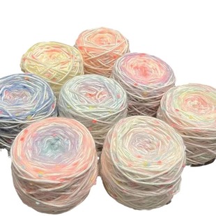 Wholesale handmade DIY scarf gradient hand mixed thread wool group mohair rainbow peas thread material bag crochet shoes