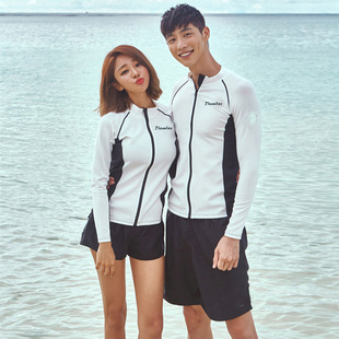 2024 Korean couple diving suit conservative split long sleeve sunscreen swimsuit sports surfing wholesale cross-border swimsuit