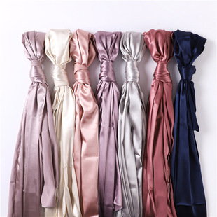 Cross-border e-commerce new scarf imitation satin fabric silk interlining solid color shawl smooth women's handbag turban YZ25