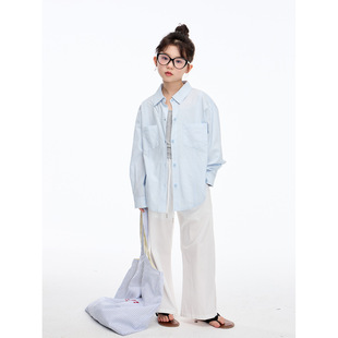 Girls Tencel Linen Shirt Thin 2025 Summer New Children Loose Long Sleeve Top Casual Sun Protection Jacket