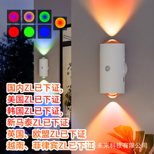 Cross-border Colorful Gradient Light Atmosphere Night Light Intelligent Human Body Induction Rechargeable Magnetic Magic Wall Light