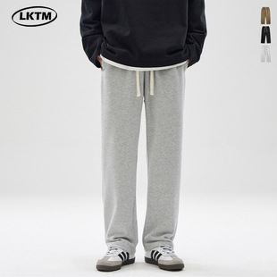 LKTM Men's Wear# Spring and Summer Tide Brand Hanging Sense Straight Gray Pants Men's ins Heavy Drawstring Loose Sports Pants