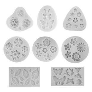 DIY Rose Flowers Camellia Flowers with Leaves Flowers Flip Sugar Silicone Mold Baking Cake Decorative Tools Plaster Mold