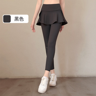 Fake Two-piece Sports Pants Women's fleece-lined High Waist Anti-light Running Fitness Pants Badminton Suit Quick-dry Yoga Pants