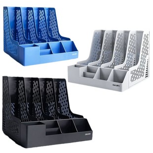 Deli 9838 File frame holder storage plastic bookshelf vertical book stand desktop office basket box information rack wholesale