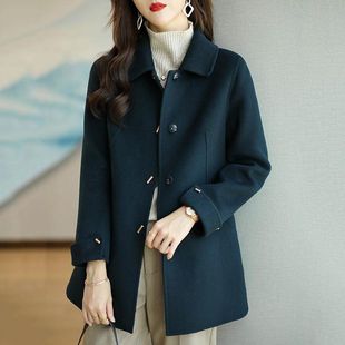 Main Mu 2024 Autumn and Winter New Fashion Korean Style Slim All-match Elegant Polo Collar Single-breasted Woolen Coat for Women