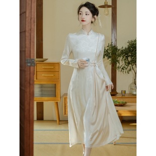 New Chinese Style Women's Clothing Light Guofeng Improved Coat Button Cheongsam Young Style Temperament Lady Tea Dress Fairy Zen Dress
