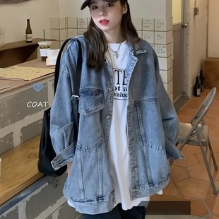 Spring and Autumn American Style Retro plus size chubby girl Design Long Sleeve Denim Jacket Women's Ins Trendy High-end Jacket Top