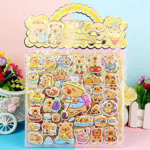 Children's Cartoon Stickers Double-Layer Three-Dimensional Sanrio Kuromi Melody Tijika Wow Butter Bear Bubble Sticker
