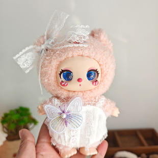 Baby clothes Lila LUKY CAT one-two-three generation plush blind box pendant for white lace jumpsuit