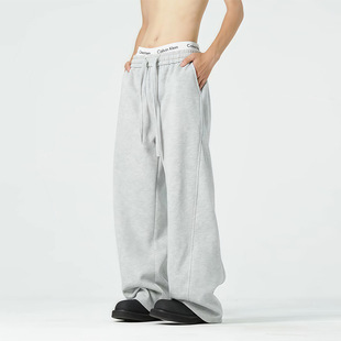 Grey American Style Banana Sweat Pants Men's Spring and Autumn Casual Straight Dummy Wide Leg Pants Lazy Style Sports Pants