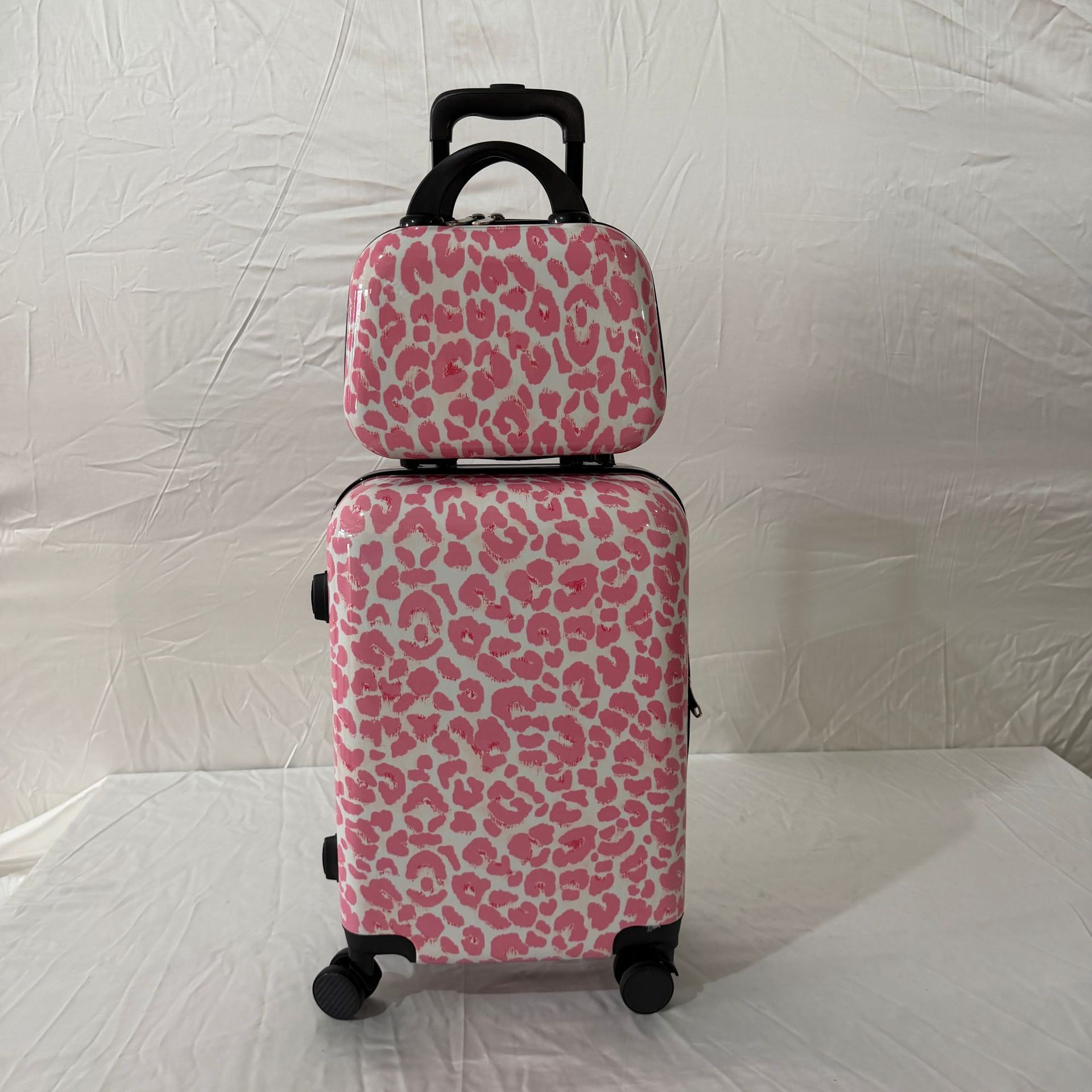 New Leopard Print Suitcase, Children's Trolley Case, Universal Wheel Carry-On Gift Box, Hard-Shell Mother-Child Trolley Case 20inch