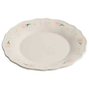 Peony Lace Ceramic Plate Dish Household High-value Creative Dinner Plate Flat Plate Breakfast Plate Special Beautiful Plate