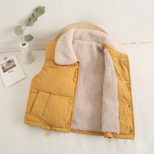 Thickened Autumn and Winter Children's Down Cotton Vest Boy's and Boy's fleece-lined Vest Baby's Lambskin Waistcoat